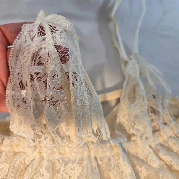 VICTORIA'S SECRET Y2K Fairy Lacy Sheer Ivory Babydoll Top Size M Never Worn! - Picture 10 of 16